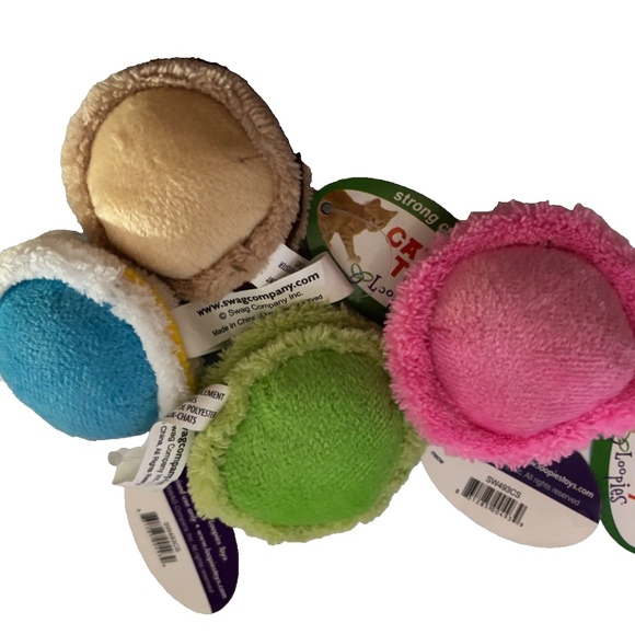 (4) Loopies French Cookie cat toy Macaroon play chase Swag Terry Cloth Soft - Picture 1 of 1